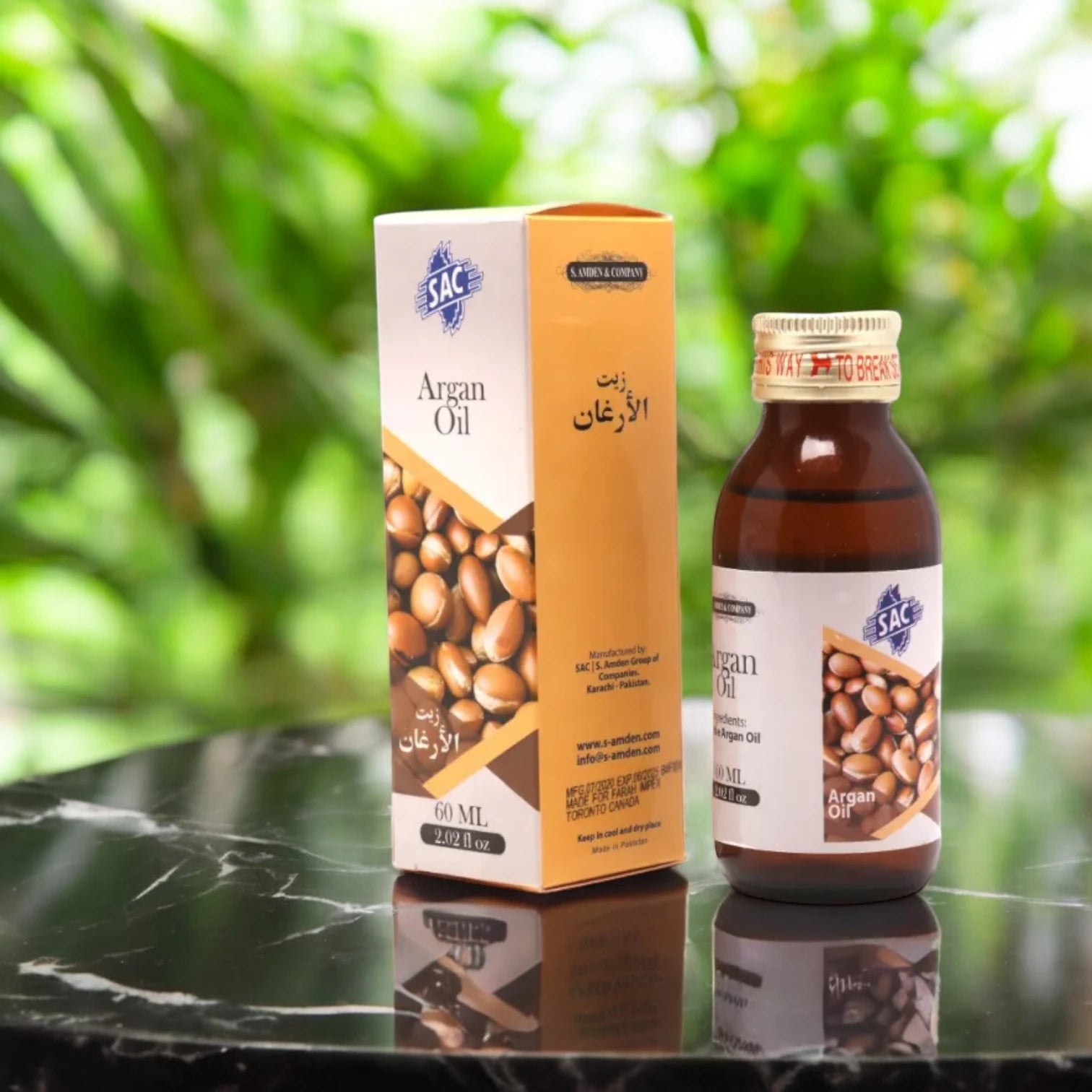 SAC 100% Natural Argan Oil – Premium Vitamin E-Enriched Treatment for Hair & Skin – Anti-Frizz, Anti-Dandruff, Moisturizing & Nourishing – 60ml - Damoo