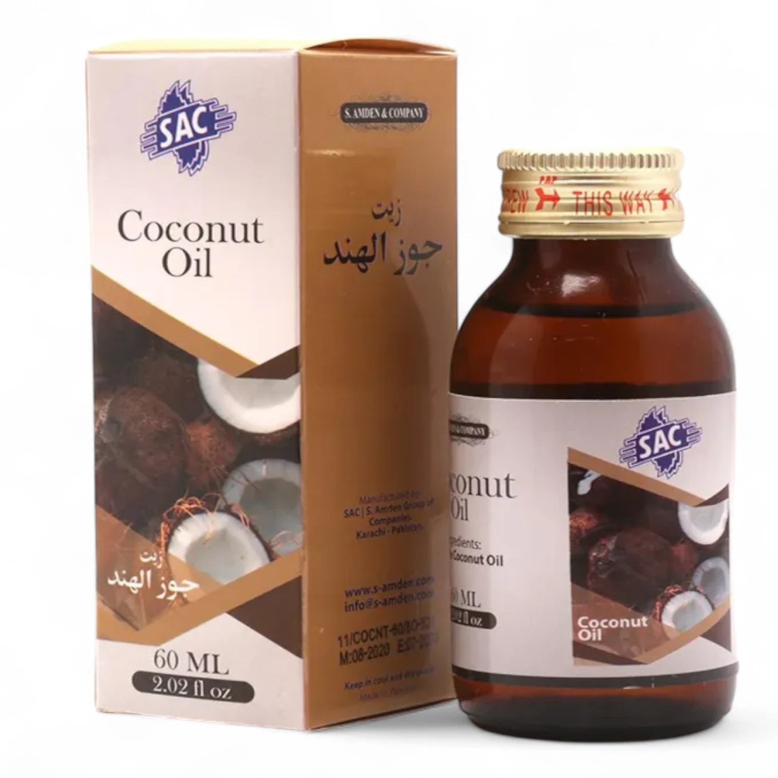 SAC 100% Natural Cold-Pressed Coconut Oil – Multi-Purpose Nourishing Oil for Cooking, Skin & Hair – Rich in MCTs, Aromatic & Chemical-Free – 60ml - Damoo