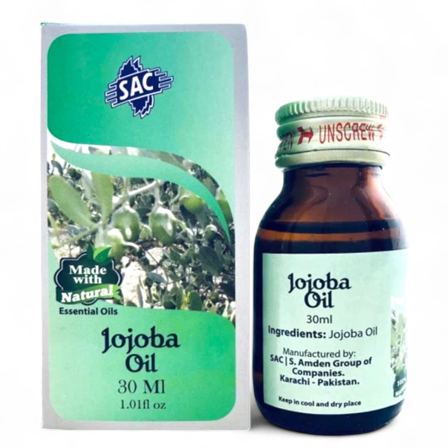 SAC Natural Jojoba Oil 30ml – 100% Pure Cold-Pressed Essential Oil for Face, Skin, Hair & Scalp – Hydrating, Nourishing, Non-Greasy Formula - Damoo