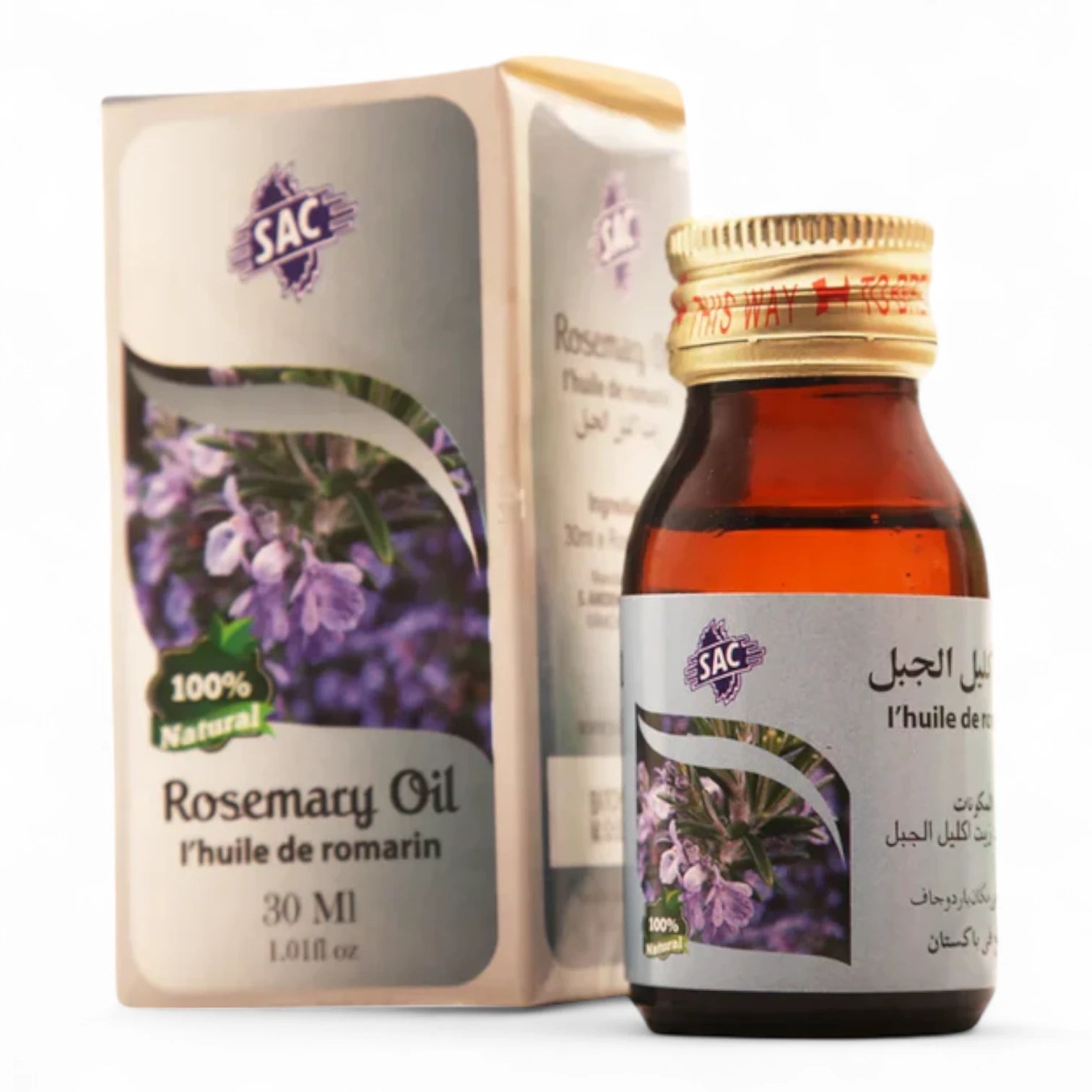 SAC Natural Rosemary Essential Oil 30ml – 100% Pure Steam Distilled Aromatherapy Oil for Hair, Skin & Mental Wellness – Nourishing & Invigorating - Damoo