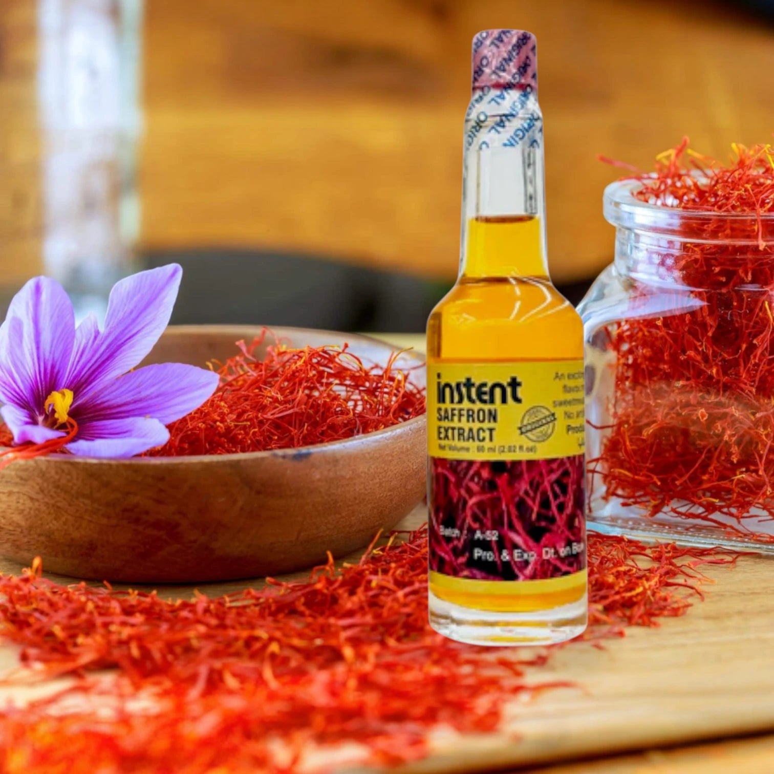 Instent Saffron Extract – 60ML Premium Liquid Spice Blend for Cooking, Beverages & Wellness – Mood Boosting, Stress-Relieving, Natural Flavor Enhancer - Damoo