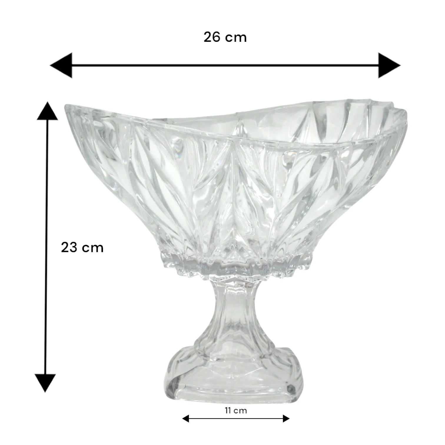SAKURA kaya Large Footed Glass Bowl – Large Decorative Serving Bowl for Salads, Soups & Desserts – Premium Minimalist Design – Dishwasher & Microwave Safe – 26 CM - SK206 72200W - Damoo