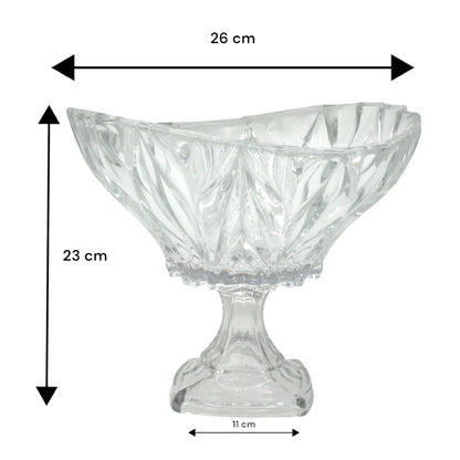 SAKURA kaya Large Footed Glass Bowl – Large Decorative Serving Bowl for Salads, Soups & Desserts – Premium Minimalist Design – Dishwasher & Microwave Safe – 26 CM - SK206 72200W - Damoo