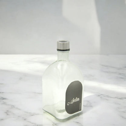 Selin Glass Bottle with Stainless Steel Cap – Elegant Refillable Container for Water, Oil, Vinegar & Beverages – Minimalist Design for Home & Kitchen Use - Damoo