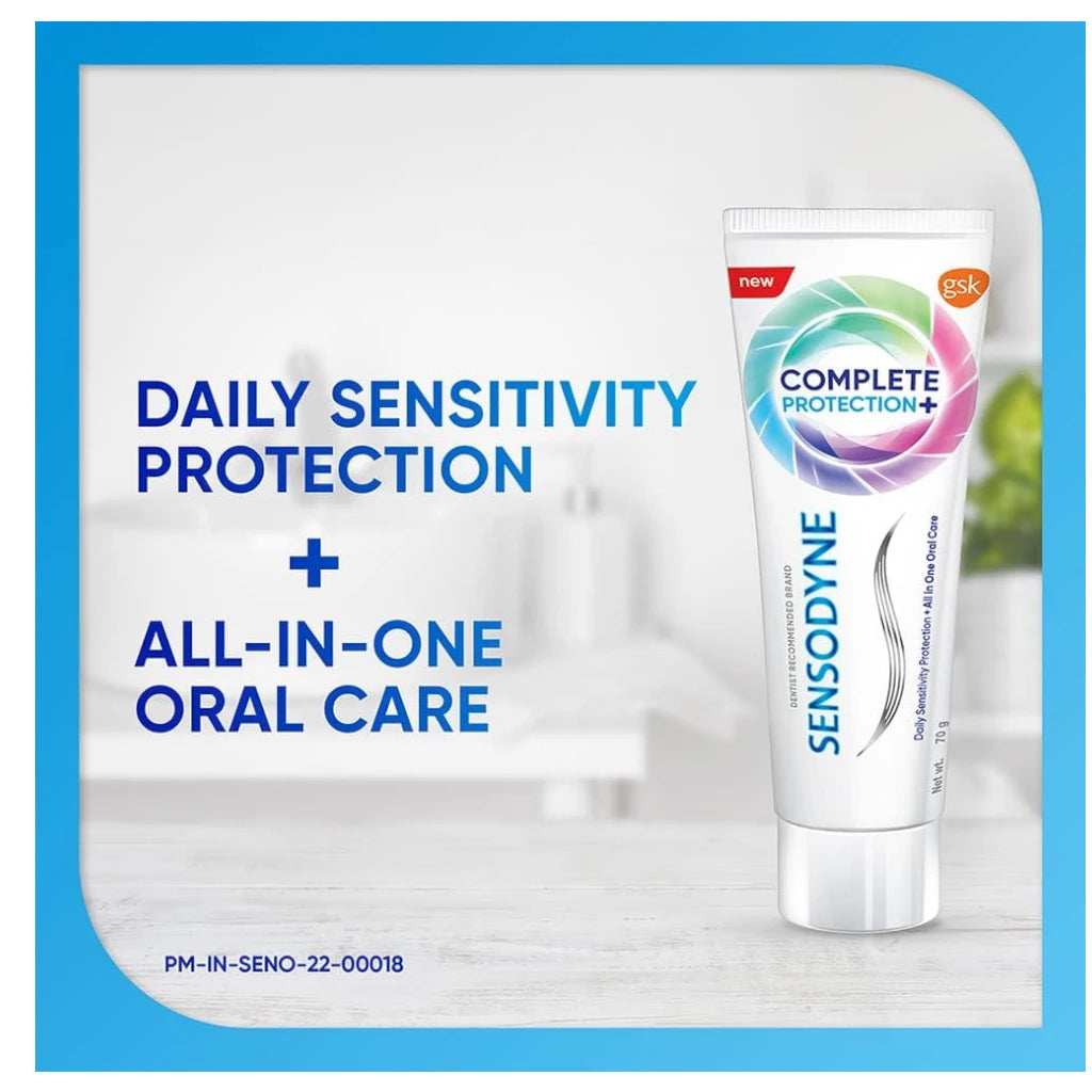 Sensodyne Complete Protection+ Toothpaste 70g – All-in-One Daily Oral Care for Sensitive Teeth | Mint Flavour & Advanced Whitening Formula - Damoo