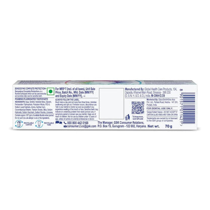 Sensodyne Complete Protection+ Toothpaste 70g – All-in-One Daily Oral Care for Sensitive Teeth | Mint Flavour & Advanced Whitening Formula - Damoo