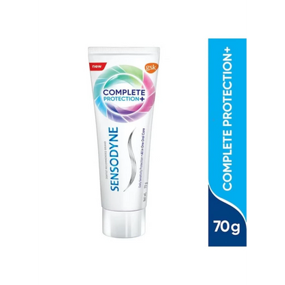 Sensodyne Complete Protection+ Toothpaste with Brush - Natural Peppermint, 75ml | Travel Size | Enamel Safe, Teeth Whitening & Sensitivity Relief - Damoo