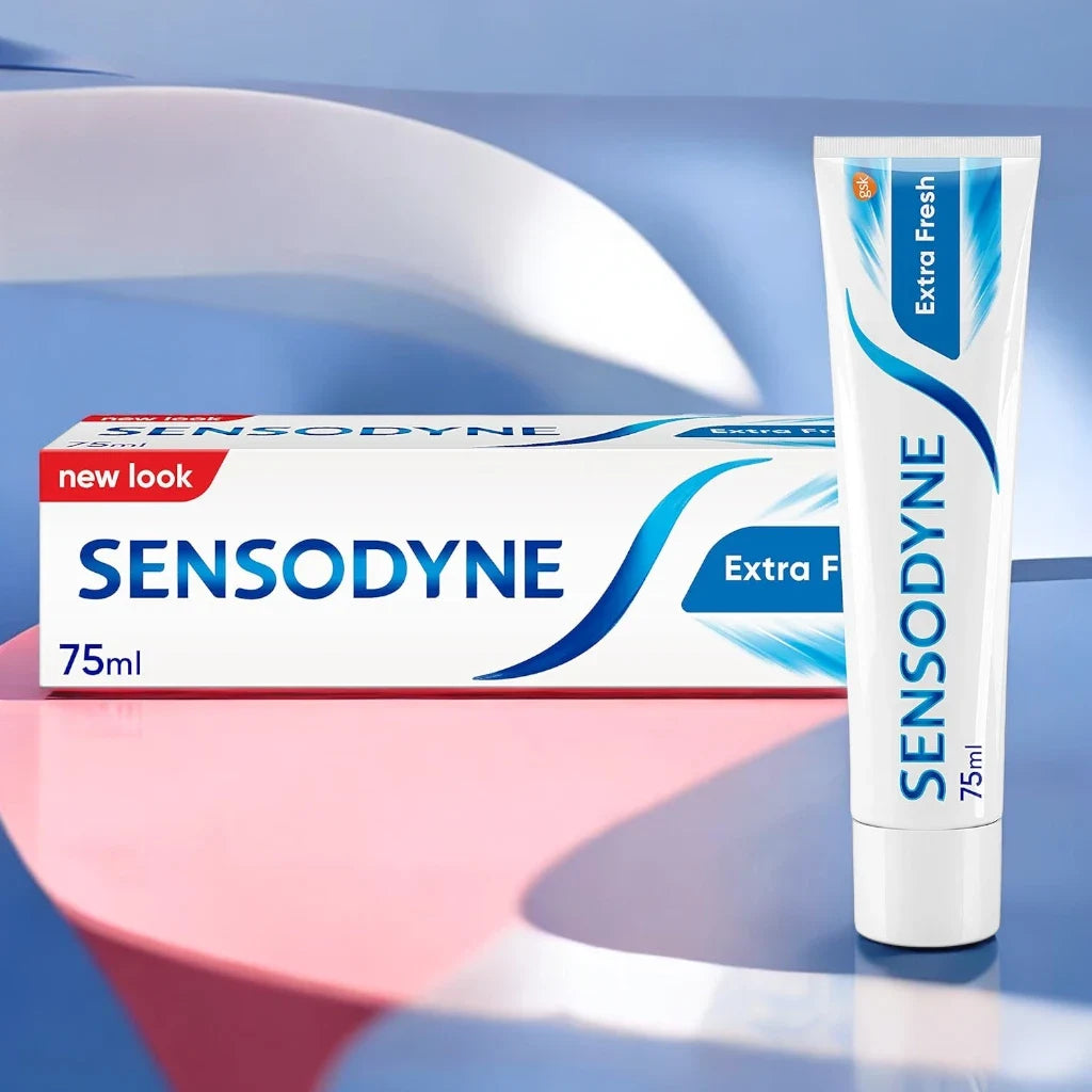 Sensodyne Daily Care Toothpaste for Sensitive Teeth 75ml x 3 Pack – Extra Fresh Gel, Fluoride Formula for Enamel Protection & Gum Health – Long-Lasting Fresh Breath - Damoo