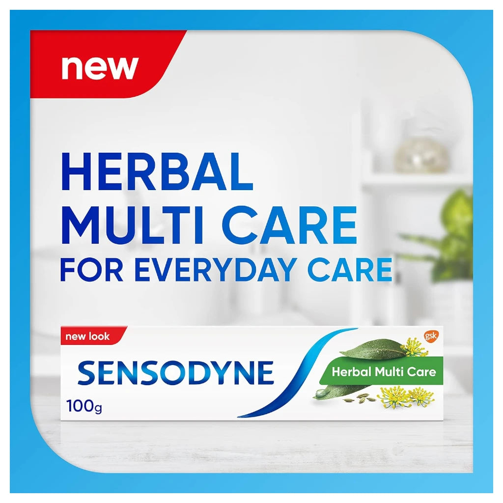 Sensodyne Herbal Toothpaste 100g – Multi Care for Sensitive Teeth with Eucalyptus & Fennel Extracts | Fresh Breath & Gum Health - Damoo