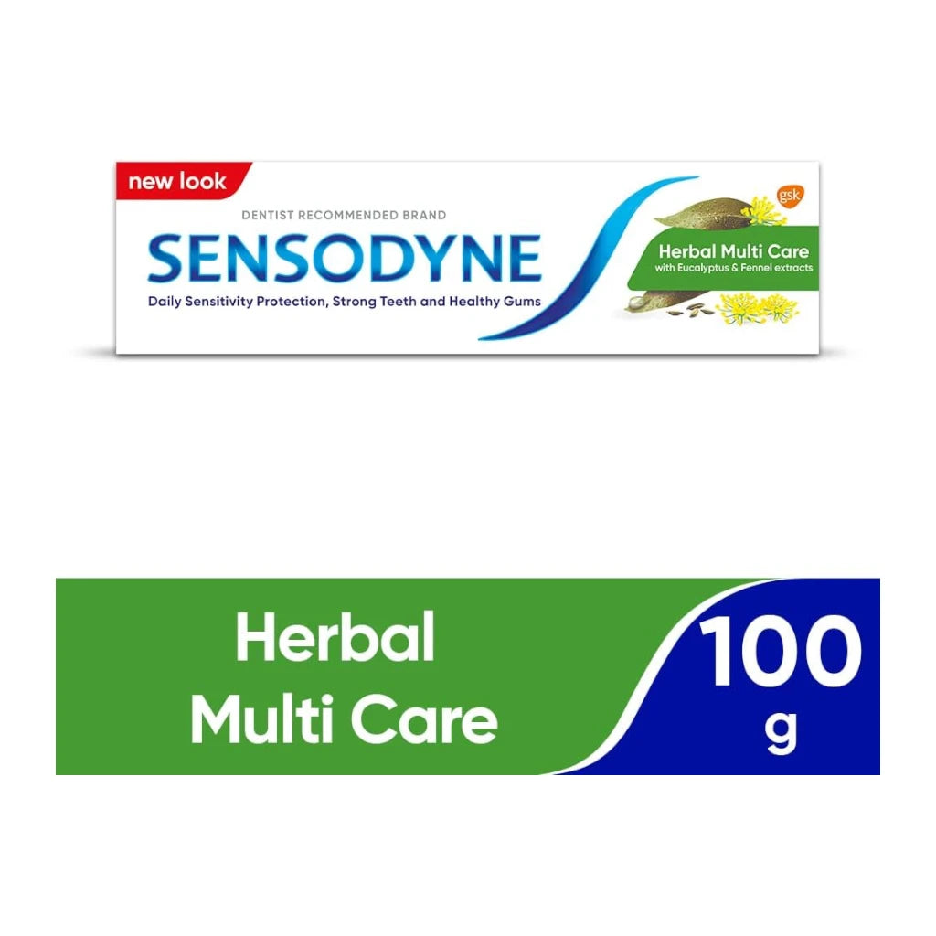 Sensodyne Herbal Toothpaste 100g – Multi Care for Sensitive Teeth with Eucalyptus & Fennel Extracts | Fresh Breath & Gum Health - Damoo