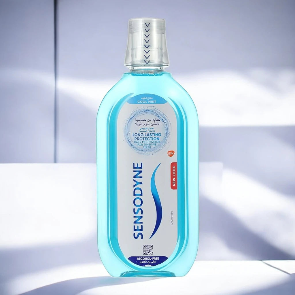 Sensodyne Mouthwash for Sensitive Teeth 500ml – Alcohol-Free, Cool Mint Flavor | Fluoride Mouth Rinse for Fresh Breath & Daily Oral Care - Damoo