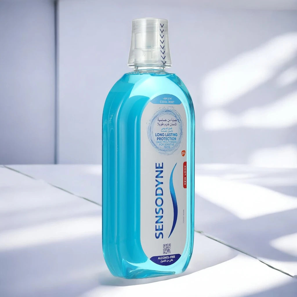 Sensodyne Mouthwash for Sensitive Teeth 500ml – Alcohol-Free, Cool Mint Flavor | Fluoride Mouth Rinse for Fresh Breath & Daily Oral Care - Damoo