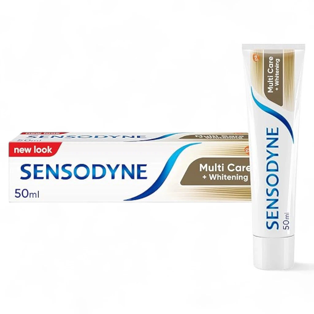Sensodyne Multi Care Plus Whitening Toothpaste for Sensitive Teeth – 50ml | 24/7 Sensitivity Relief, Fluoride Protection, Plaque & Stain Removal, Fresh Mint Flavor, Enamel Safe, Daily Oral Care - Damoo