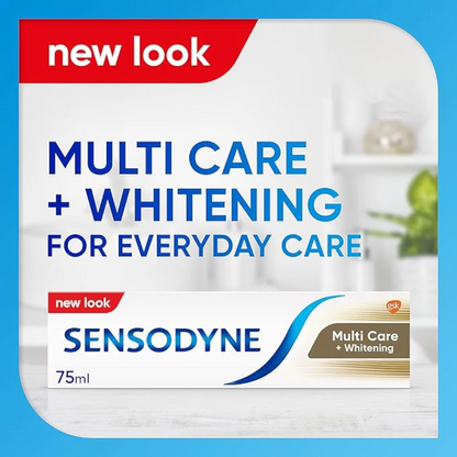 Sensodyne Multi Care Plus Whitening Toothpaste for Sensitive Teeth – 50ml | 24/7 Sensitivity Relief, Fluoride Protection, Plaque & Stain Removal, Fresh Mint Flavor, Enamel Safe, Daily Oral Care - Damoo