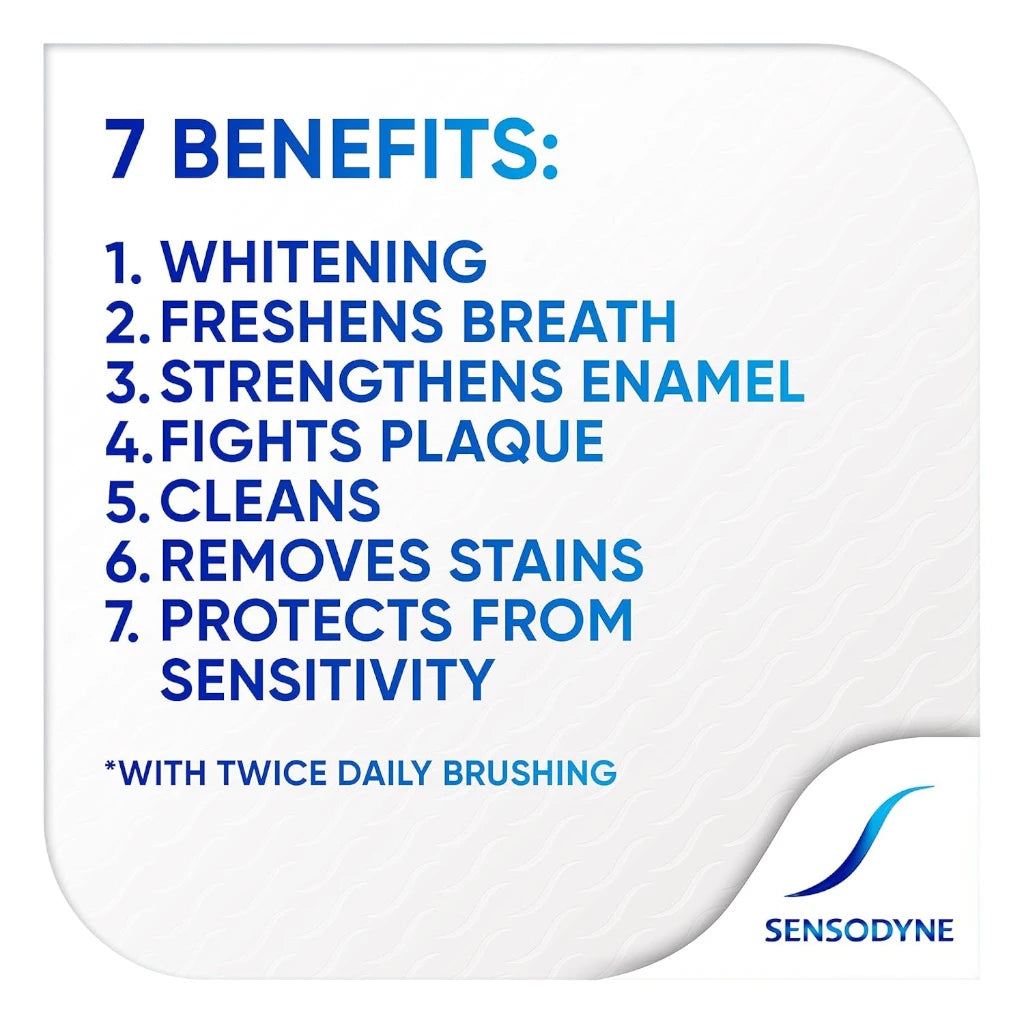 Sensodyne Multi Care Whitening Toothpaste 75ml for Sensitive Teeth + Brush + Mouthwash Pack – Mint Flavour, Cavity Protection, Stain Remover, Gum Care - Damoo