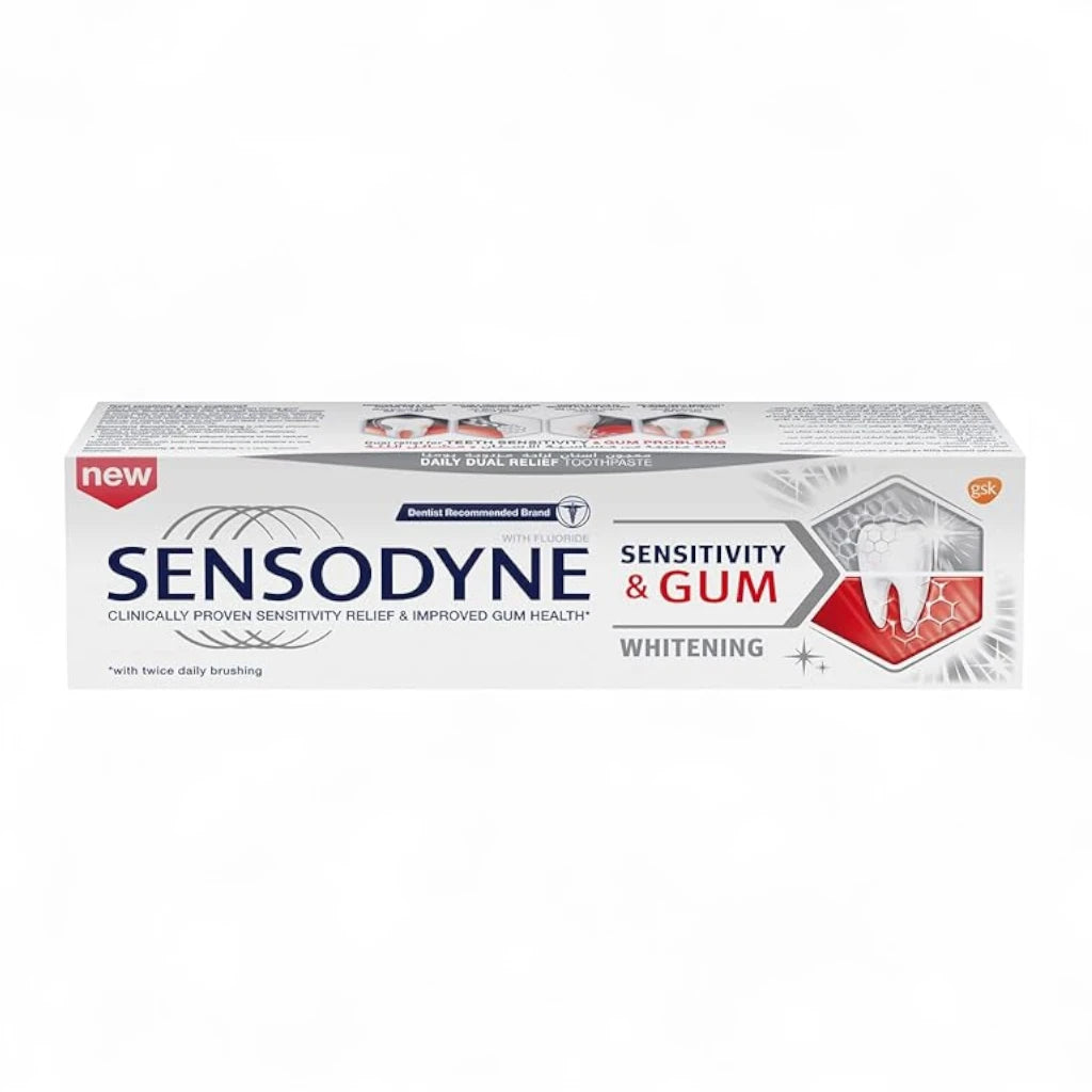Sensodyne Sensitivity & Gum Whitening Toothpaste 75ml – Dual Relief for Sensitive Teeth & Gum Health | Daily Fluoride Mint Formula - Damoo