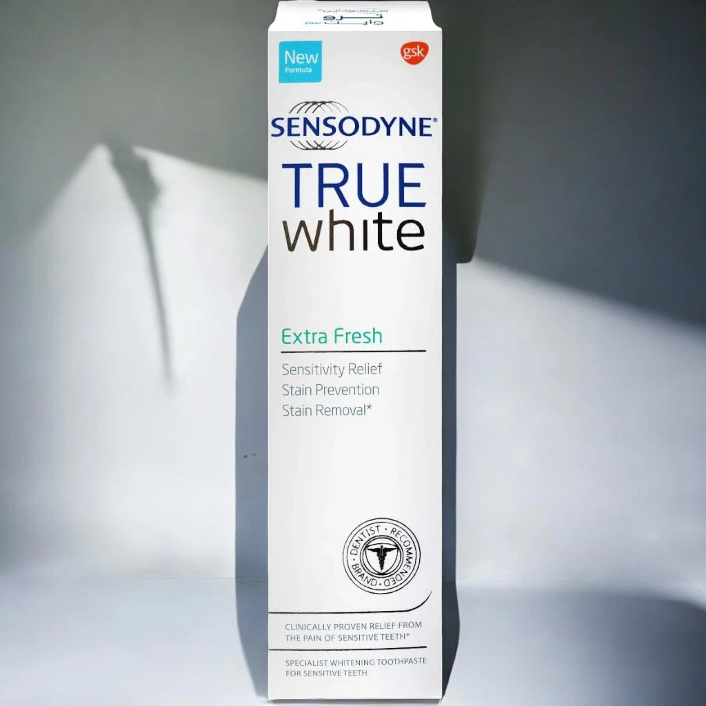 Sensodyne True White Extra Fresh Toothpaste 75ml Tube – Specialist Whitening Toothpaste for Sensitive Teeth, Mint Flavour, Fluoride Formula for Gentle Enamel Care & Whitening - Damoo