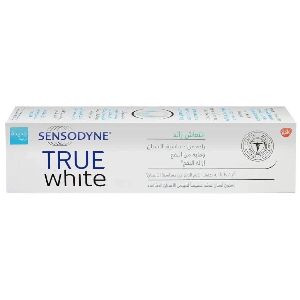 Sensodyne True White Extra Fresh Toothpaste 75ml Tube – Specialist Whitening Toothpaste for Sensitive Teeth, Mint Flavour, Fluoride Formula for Gentle Enamel Care & Whitening - Damoo
