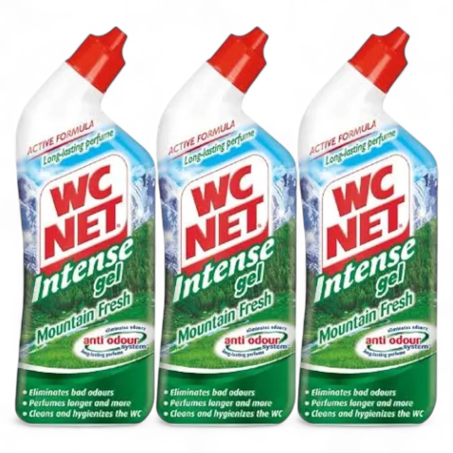 WC Net Liquid Toilet Cleaner – Mountain Fresh, 750ml (2+1 Free) | Active Oxygen Formula with Essential Oils | Prevents Limescale & Ensures Lasting Hygiene