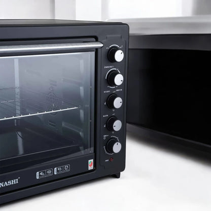 Sonashi 100L Electric Oven with 2800W Power, Auto Shut-Off, Temperature Control, Timer, Rotisserie & Stainless Steel Heating – Countertop Oven for Professional Use  – STO-734 - Damoo