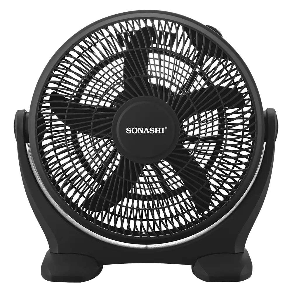 Sonashi 14-Inch Box Fan – 3-Speed Selector, 180° Adjustable Tilt Head, Kids Safe Protective Grill, Portable & Quiet Cooling Fan –  SBF-7037 - Damoo
