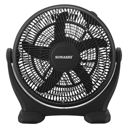 Sonashi 14-Inch Box Fan – 3-Speed Selector, 180° Adjustable Tilt Head, Kids Safe Protective Grill, Portable & Quiet Cooling Fan –  SBF-7037 - Damoo
