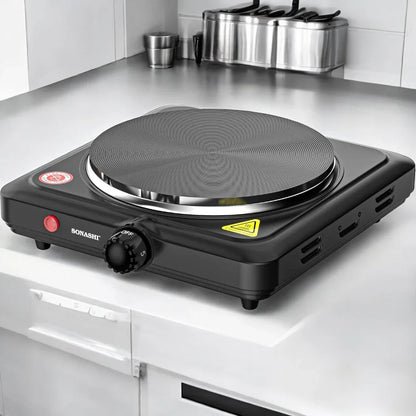 Sonashi 1500W Single Electric Hot Plate – Adjustable Temperature Control, Non-Slip Feet, Auto Thermostat, Compact & Portable for Home, Office & Travel – Black - SHP-612N - Damoo