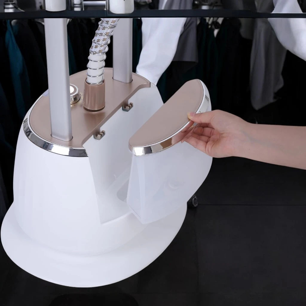 Sonashi 1800W Garment Steamer – 1.6L Tank, 35g/min Steam Flow, Adjustable Height, Ironing Board & Pole Hanger – White SGS-326 - Damoo