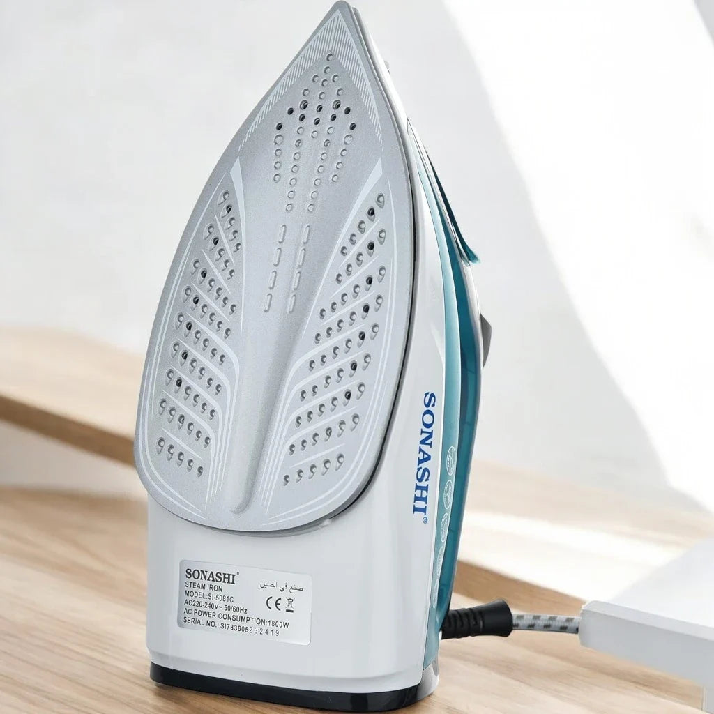 Sonashi 1800W Steam Iron – Ceramic Soleplate, Spray & Burst Steam Functions, Adjustable Temperature Control, Self-Cleaning, 220ml Water Tank – Blue/White - SI-5081C - Damoo