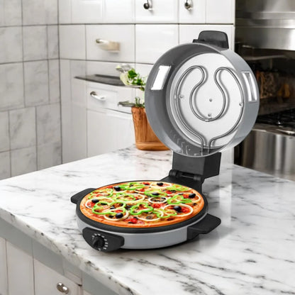 Sonashi 2-in-1 Arabic Bread & Pizza Maker – 1800W Non-Stick Flatbread Machine with Adjustable Temperature, Viewing Window, Stainless Steel Tube, 30cm Plate – SABM-863 ,White - Damoo
