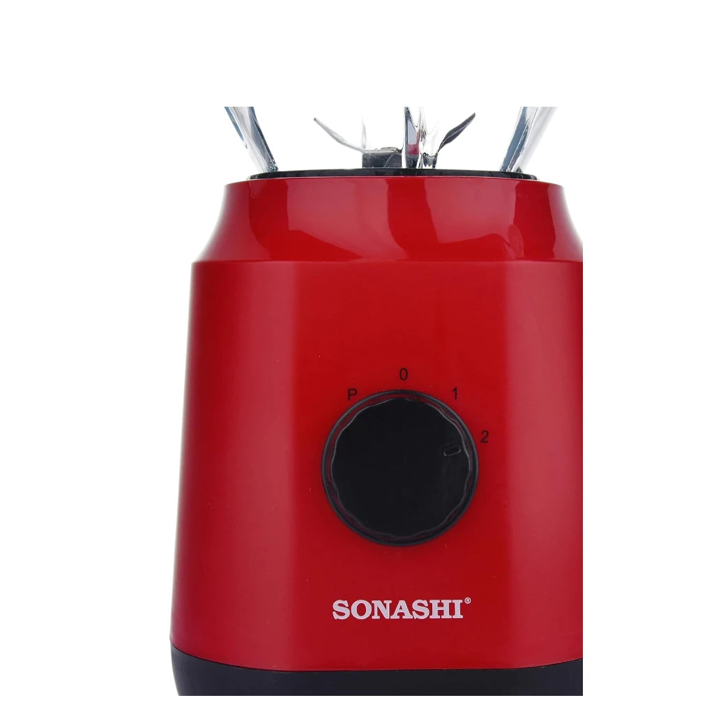 Sonashi 2-in-1 Blender – 650W Motor, 1.8L Unbreakable Jar, Grinding Cup, 2-Speed with Pulse, Overheat Protection, Safety Lock – Red - SB-154 - Damoo