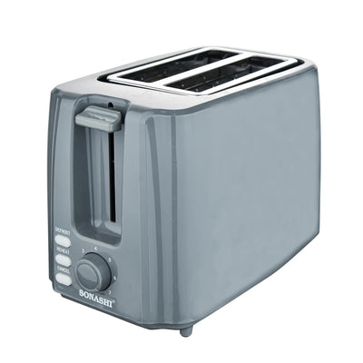 Sonashi 2-Slice Bread Toaster ST-210 – 750W Pop-Up Toaster with Adjustable Browning Control, Defrost, Reheat & Cancel Functions, Detachable Crumb Tray, Cool Touch Design – Grey - Damoo