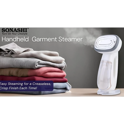 Sonashi 2000W Handheld Garment Steamer  | Digital LED Display  | 3 Steam Levels, 300ml Tank, Auto Shut-Off  | Removable Fabric Brush – Compact White Steamer - Damoo