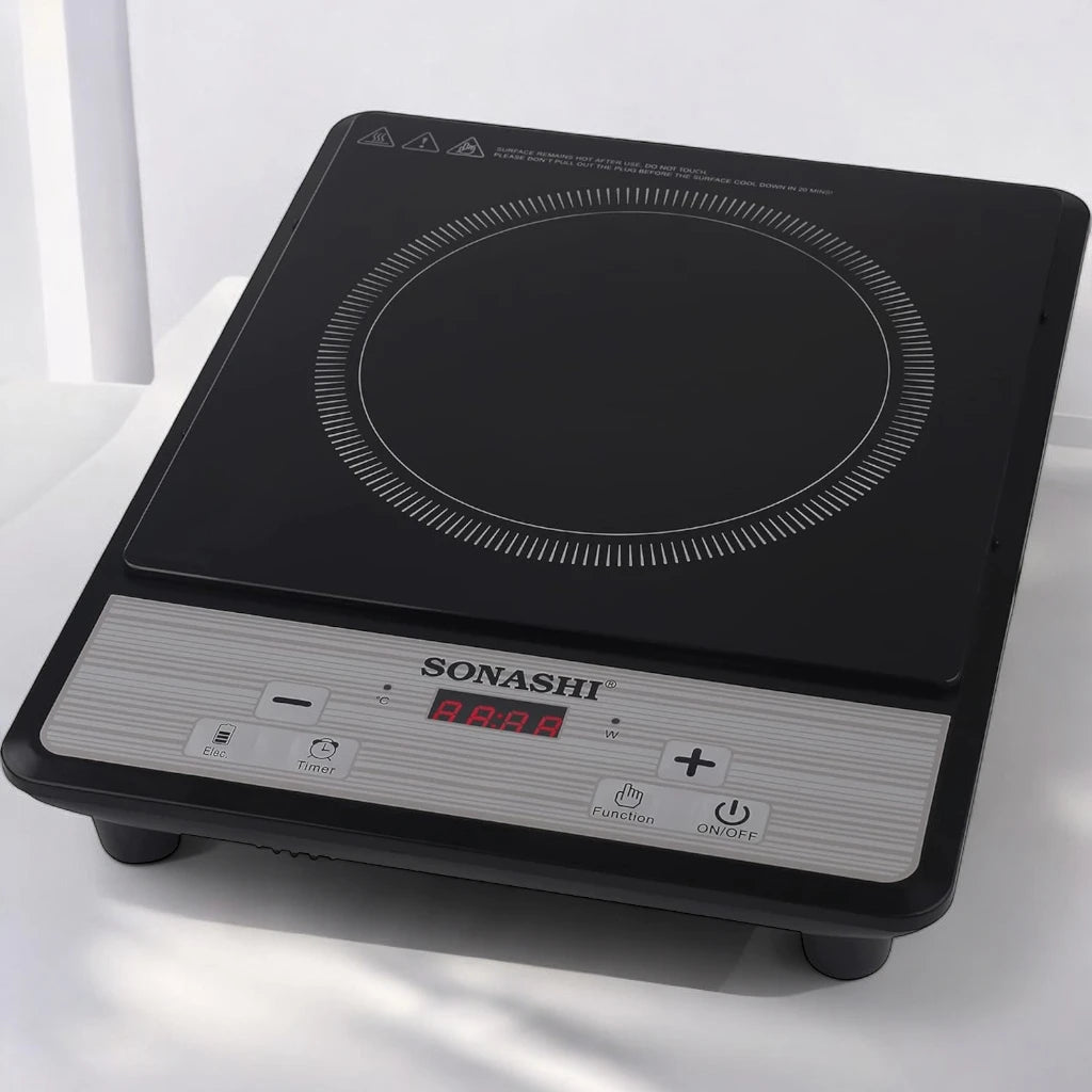 Sonashi 2000W Infrared Ceramic Cooker – Portable Electric Cooktop with Timer, Touch Controls, Adjustable Power Levels, Safety Features & Digital Display – Compact Black Design - SIS-014C - Damoo