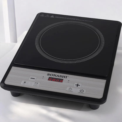 Sonashi 2000W Infrared Ceramic Cooker – Portable Electric Cooktop with Timer, Touch Controls, Adjustable Power Levels, Safety Features & Digital Display – Compact Black Design - SIS-014C - Damoo