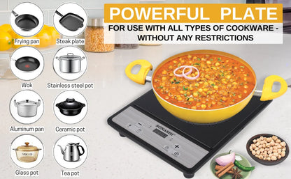 Sonashi 2000W Infrared Ceramic Cooker – Portable Electric Cooktop with Timer, Touch Controls, Adjustable Power Levels, Safety Features & Digital Display – Compact Black Design - SIS-014C - Damoo