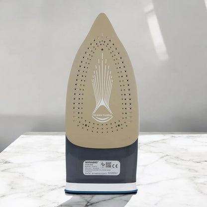 Sonashi 2400W Steam Iron SI-5075C – Ceramic Soleplate, LED Display with Auto Shut-Off, Spray, Burst Steam, Dry, Self-Cleaning | Anti-Drip & Anti-Calc Functions | Blue/White - Damoo