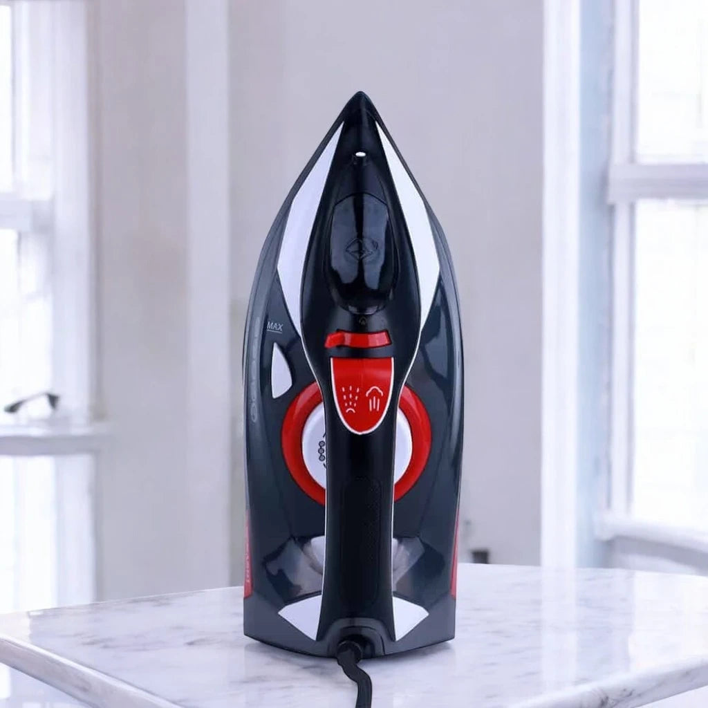 Sonashi 2800W Steam Iron with Ceramic Coated Soleplate – Steam, Burst Steam, Spray & Dry Iron Modes | 350ml Water Tank, Self-Cleaning, Anti-Drip, Anti-Calc & Auto Shut-Off – Black/Red | SI-5085C - Damoo