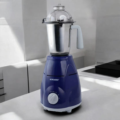 Sonashi 3-in-1 Mixer Grinder with 750W Heavy-Duty Motor, 3 Speed Settings + Pulse, Stainless Steel Jars & Leak-Proof Clip Lid – Overheat Protection – 1.5L – SB-151SS - Damoo