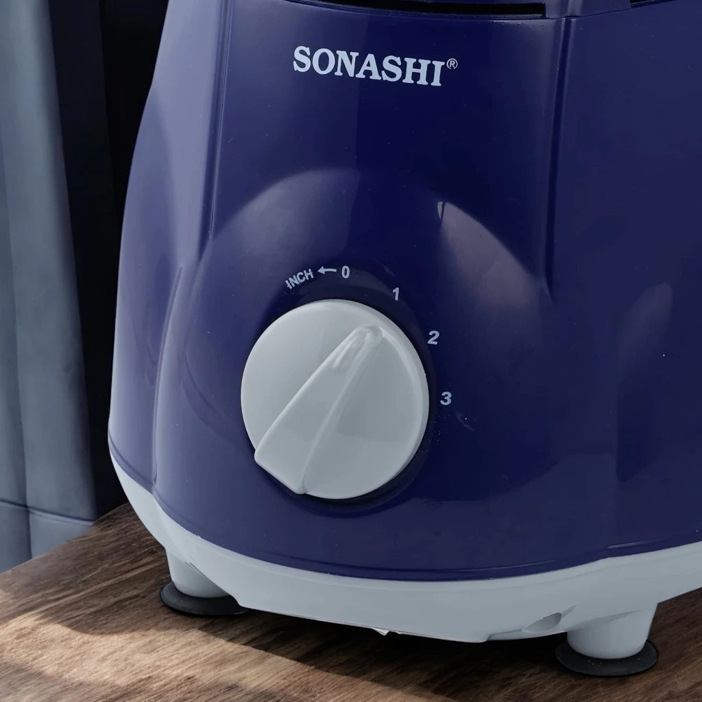 Sonashi 3-in-1 Mixer Grinder with 750W Heavy-Duty Motor, 3 Speed Settings + Pulse, Stainless Steel Jars & Leak-Proof Clip Lid – Overheat Protection – 1.5L – SB-151SS - Damoo