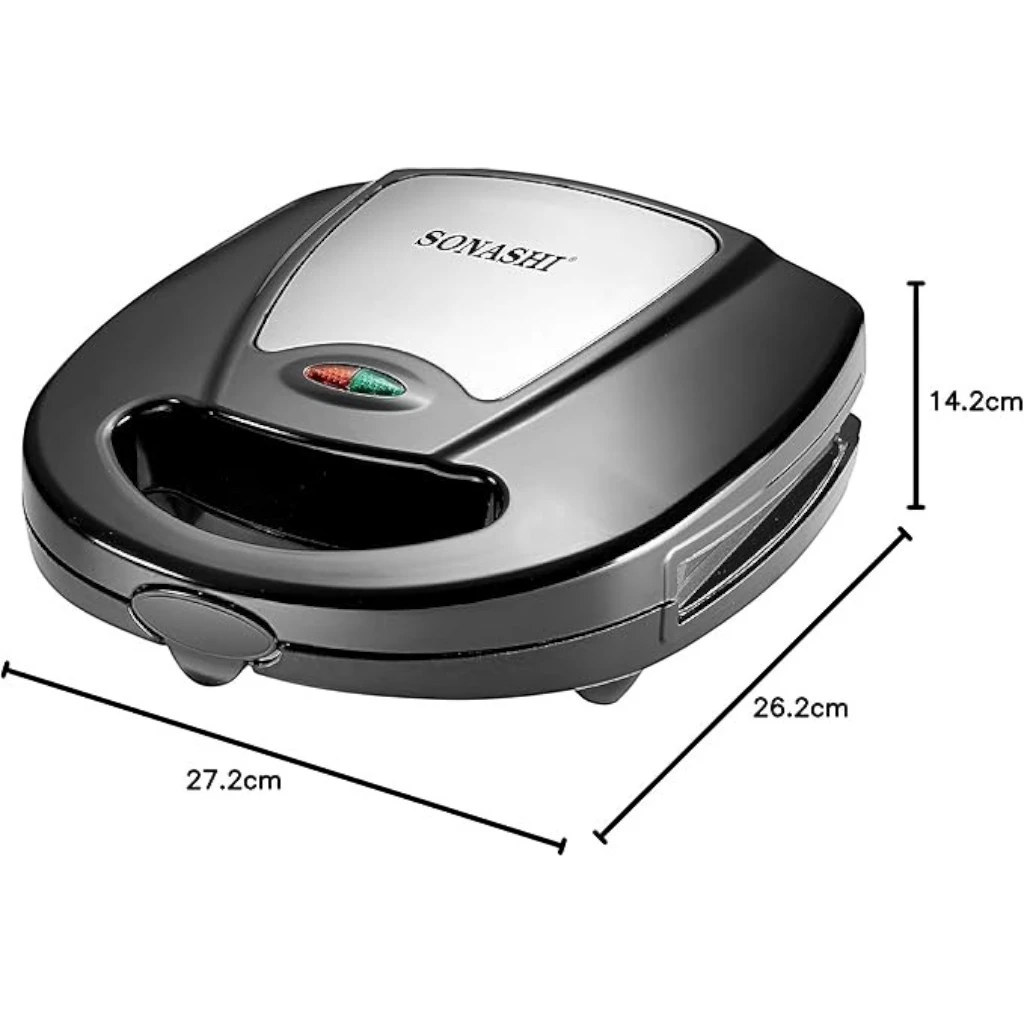 Sonashi 3-in-1 Multi Snack Maker SSM-861 – Sandwich, Waffle & Grill Plates with Non-Stick Coating, Cool-Touch Handle & Overheat Protection | 760W Stainless Steel Electric Snack Maker - Damoo