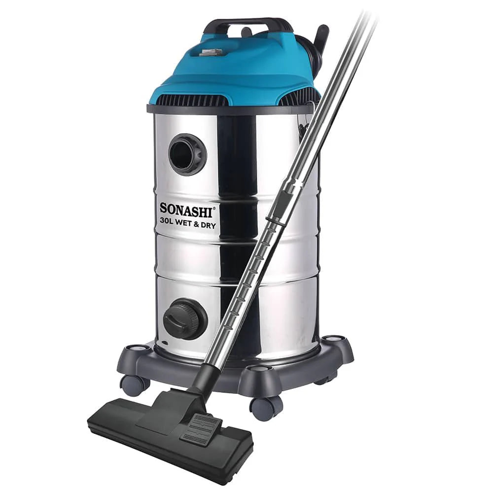 Sonashi 30L Wet & Dry Vacuum Cleaner – 1600W Motor, 20kPa Suction, Multi-Stage Filtration, Blow Function, Overheat Protection, Low Noise – SVC-9030D - Silver - Damoo