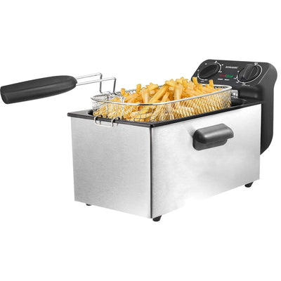 Sonashi 3L Electric Deep Fryer – 2000W | Stainless Steel Housing, Adjustable Thermostat, Dishwasher Safe Parts – SDF-5011 Silver/Black - Damoo