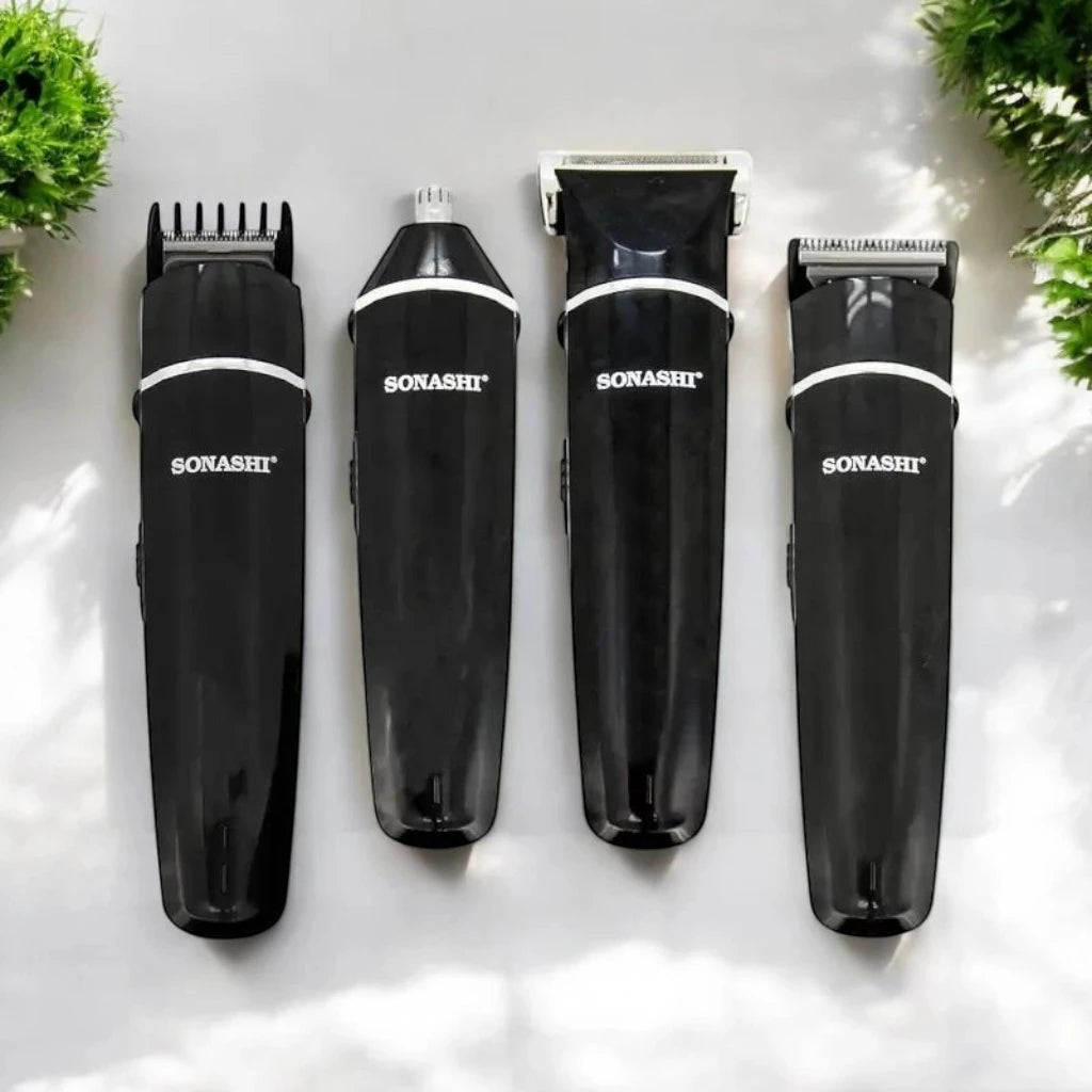 Sonashi 7-in-1 Rechargeable Hair Clipper for Men – Full Size & Precision Trimmer, Stainless Steel Blades, 45-Min Runtime, Rotary Motor, Grey - SHC-1014 - Damoo