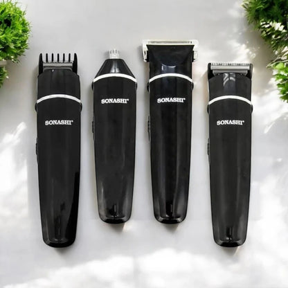 Sonashi 7-in-1 Rechargeable Hair Clipper for Men – Full Size & Precision Trimmer, Stainless Steel Blades, 45-Min Runtime, Rotary Motor, Grey - SHC-1014 - Damoo