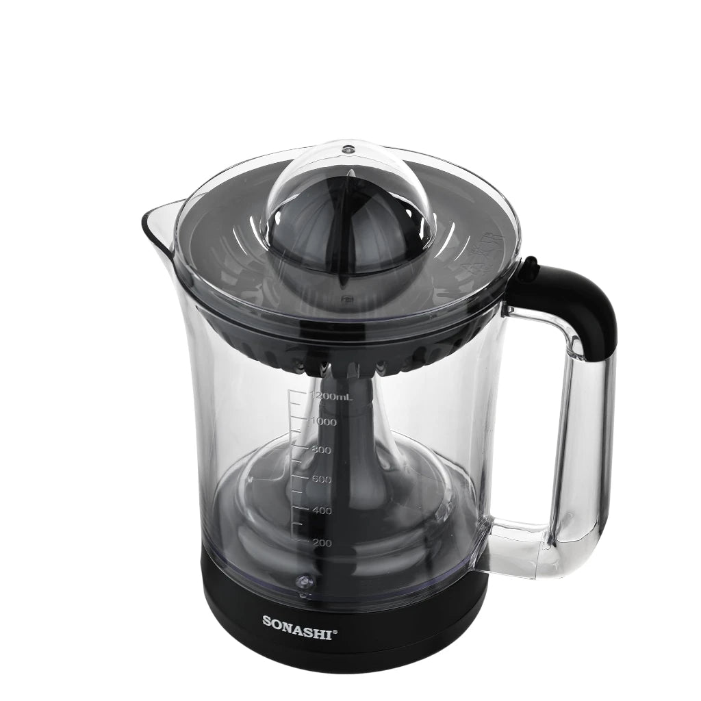 Sonashi Citrus Juicer 1.2L – Electric Juicer for Lemon, Lime & Orange with Two-Way Rotating Cones, Anti-Dust Cover, Stainless Steel Design, 40W – SCJ-324 Black - Damoo