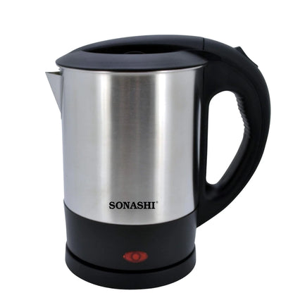 Sonashi Cordless Electric Kettle – 1L Stainless Steel Body, Fast Boil, Auto Shut-Off, Boil-Dry Protection, Light Indicator, 360° Swivel Base - SKT-1001 - Damoo