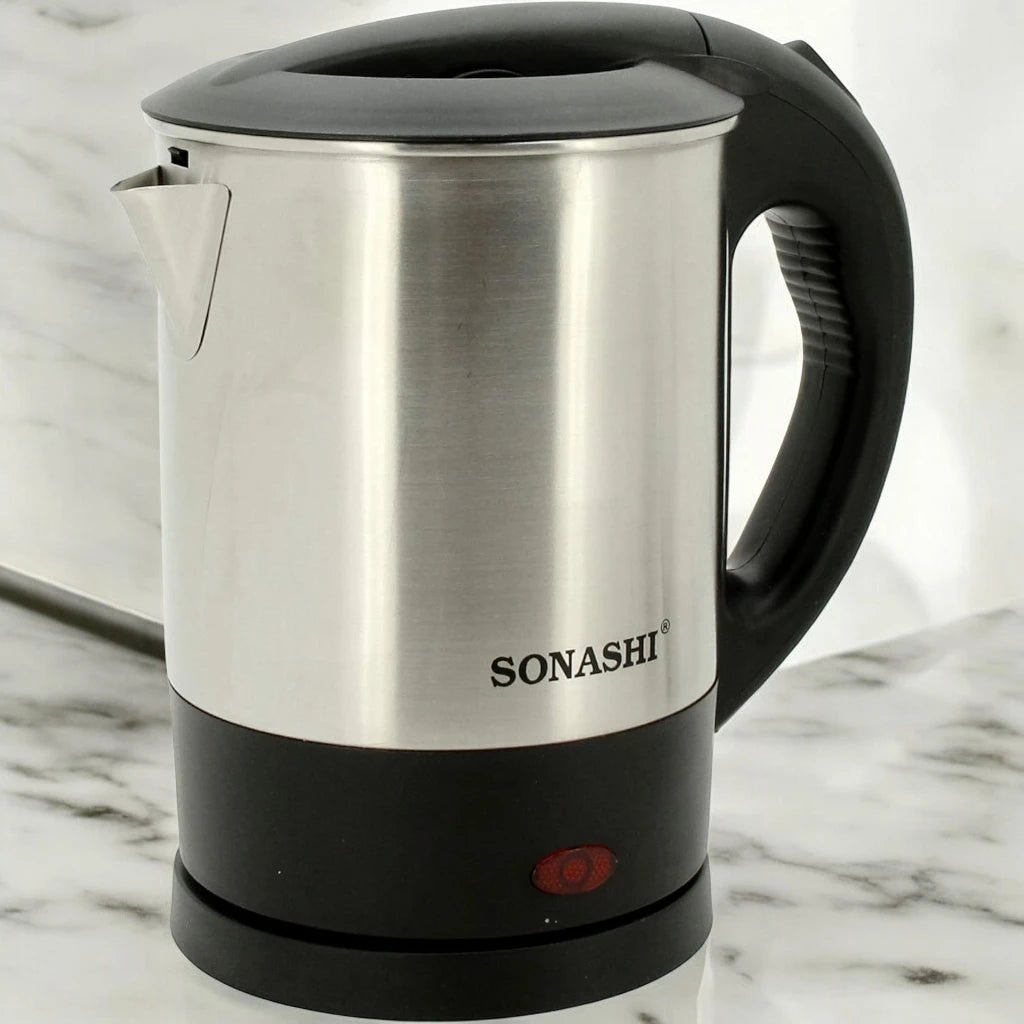Sonashi Cordless Electric Kettle – 1L Stainless Steel Body, Fast Boil, Auto Shut-Off, Boil-Dry Protection, Light Indicator, 360° Swivel Base - SKT-1001 - Damoo