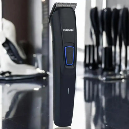Sonashi Cordless Hair Clipper – Rechargeable Grooming Kit with 5 Combs, USB Charging, Stainless Steel Blade & Accessories | 45-Min Runtime | Sleek Black Design | SHC-1059 - Damoo