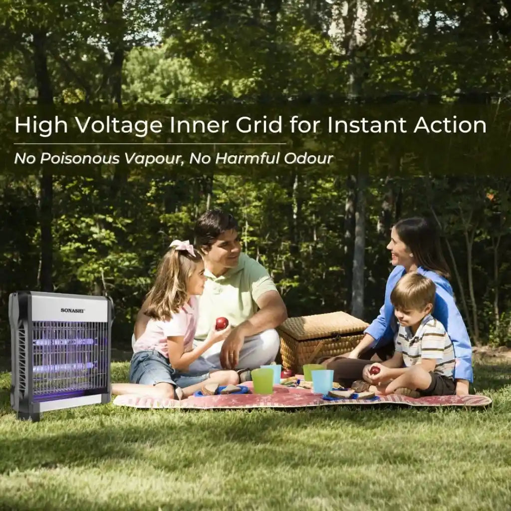 Sonashi Electric Insect Killer SIK-712N – Powerful UV-A Mosquito Zapper with 2700V Electric Grid, Removable Tray, Odor-Free, Indoor/Outdoor Use, 100m² Coverage - Damoo